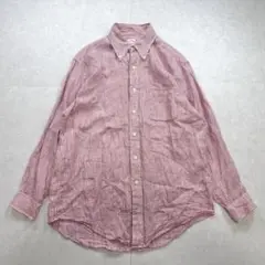Brooks Brothers ストライプリネンシャツ レッド 香港製 M