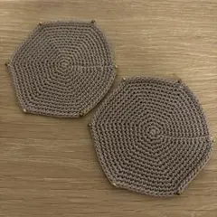 【大人オシャレ】六角形 コースター 4枚セット★ブラウン