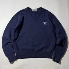 砂*塵様 90s Burberry V neck wool knit sweatのサムネイル