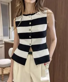 SHEIN ボーダー ノースリーブ トップス
