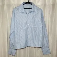 メンズ　長袖シャツ　ブルーストライプ　Мサイズ