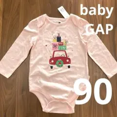 未使用）baby GAP クリスマスリース柄 ピンクロンパース 18-24ヶ月