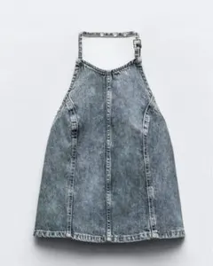 ZARA デニム　ホルダーネックトップス　sサイズ