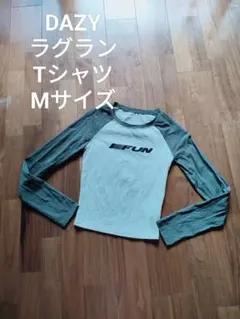 Dazy ストレッチ フィット ラグラン 長袖 Tシャツ アイボリーグリーン M