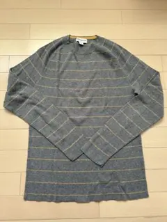 BANANA REPUBLIC グレー/イエロー ストライプ ニット S