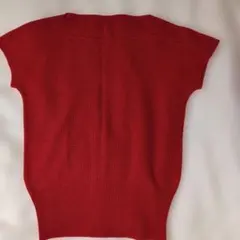 ELLE エル サマーニット M 赤 フレンチ袖　ニット素材