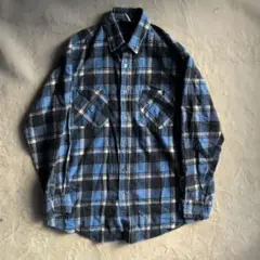 90s プリントネルシャツ ネイビー Mサイズ プリネル smitty's 古着