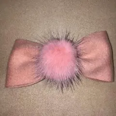 0199 CLIP PARIS リボン ボンボン付きバレッタ