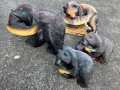 木彫り熊　工芸品　置物　アンティーク　彫刻