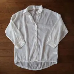 シアーシャツ 長袖 白