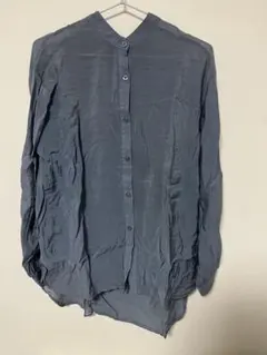 グレー 長袖 シャツ ボタン付き