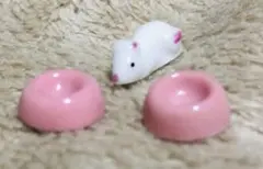 ねずみ　ミニねずみ　餌入れ　セット　陶器　置物