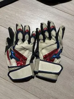 Mizuno バッティング用手袋 ベージュ/赤/青
