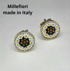 ヴィンテージ　ムラーノガラス　ミルフィオリ　フラワー　ピアス　ジュエリー