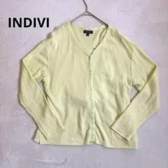 【INDIVI 】インディヴィ Vネックカーディガン ライトグリーン シルク混のサムネイル