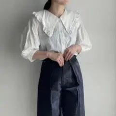 ローリーズファーム　ビックフリルカラー　ブラウス　5分袖