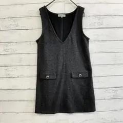 THEORIA膝丈ワンピース Mサイズ グレー✨秋冬 綺麗 レディース Vネックのサムネイル