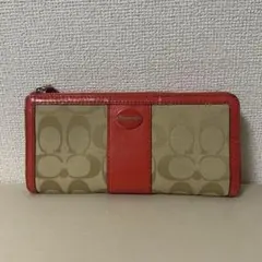 コーチ 長財布 シグネチャー 赤