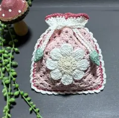 かぎ針編みポーチ ハンドメイド 巾着ポーチ 編み物