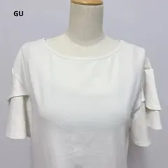 GU フリルスリーブ カットソー オフホワイト 半袖 S