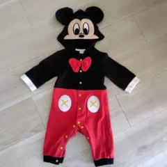 ミッキーマウス フード付きロンパース 70
