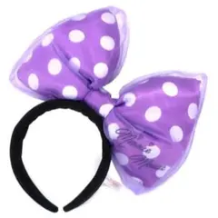 ミニーマウス 紫色の水玉リボンヘアバンド