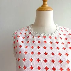 JOVONNA 水玉カットソー オレンジ ホワイト