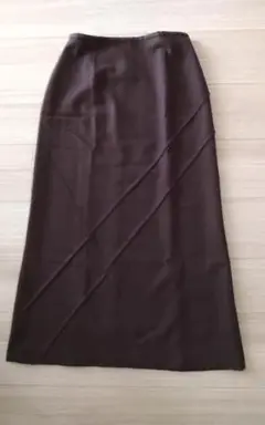 ブラウン ロングスカート 斜めデザイン