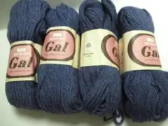 スクラムギャル 並太 ウール100％撚糸4かせ マリンブルー系 合計400g◆