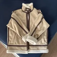 ムートンコート　襟付き　ボア　ジャケット　革　厚着　冬