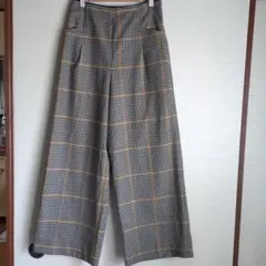 AuieF チェック柄ワイドパンツ