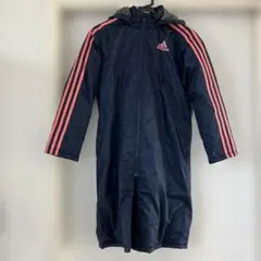 adidas フード付きベンチコート 140センチ ネイビー/ピンク