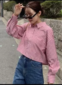 GRL グレイル　ストライプ柄ショート丈シャツのサムネイル