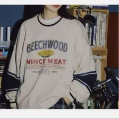 レディライク♥長袖スウェット ストリート トレーナー オーバーサイズ アイボリー