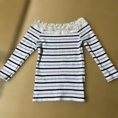 CECIL McBEE オフショルダー ボーダー七分袖 トップス