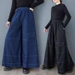ワイドパンツ ハイウエスト 着痩せ デニム ジーパン カジュアル 超人気商品