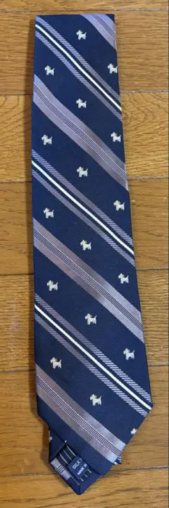 【新品】CHAPS ネクタイ ネイビー 犬モチーフ ストライプ
