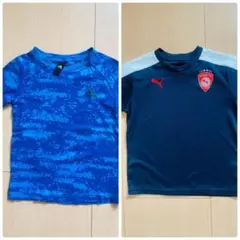 adidas 青 迷彩デザインTシャツ&PumaロゴTシャツ