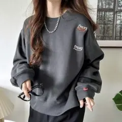 Java ランダム 刺繍 クロップド丈 裏起毛 スウェット