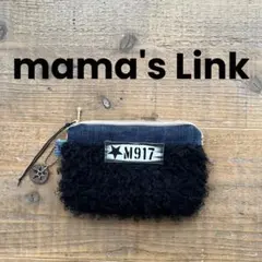 デニムリメイク　ファスナーポーチ　小物入れ　スタッズ　ファー