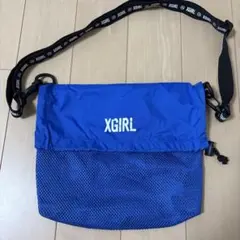 XGIRL 青 サコッシュ メッシュポケット付き