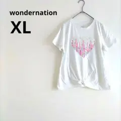 【大特価】 wondernation ハート スパンコール Tシャツ XL 白