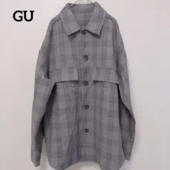 GU　ジーユー　メンズ　ジャケットシャツ　グレー系　M　アウター