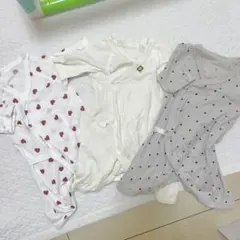 【即購入OK】【50-60cm】ベビー肌着3点セット ハート・ドット柄 女の子