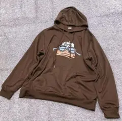 【美品】パーカー 薄手 プリント ドナルド カジュアル ブラウン ゆるダボ