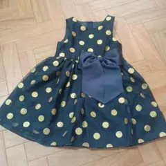 【H&М】キッズ　ベビー 90 フォーマルドレス　ワンピース　ネイビー✕ゴ−ルド