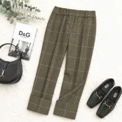 D&G ドルガバ グレンチェック パンツ ウール混 レディース 茶 ロールアップのサムネイル