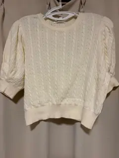 SNIDEL ハーフスリーブ柄編みニットプルオーバー