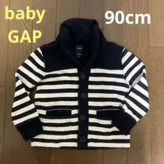 babyGAP 90cm綿100%ネイビーストライプカーディガン 18〜24ヶ月
