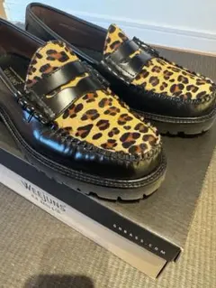 【極美品✨】ジーエイチバス ウィージャンズ レオパード ハラコ ローファー 極美品✨】ジーエイチバス ウィージャンズ レオパード ハラコ